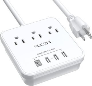 Cruise Essentials,6 Ft Power Strip with 3 Outlets and 4 USB Ports