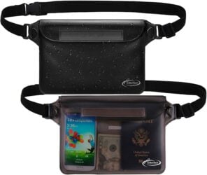 AiRunTech Waterproof Fanny Pack,Waterproof Pouch for Phone Passport Wallet Purse with Waist Strap