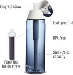 Brita Hard-Sided Plastic Premium Filtering Water Bottle, BPA-Free, Reusable