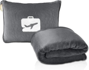 EverSnug Travel Blanket and Pillow - Ultra-Soft, Compact & Lightweight, 65x40 Inches, with Carry Case,